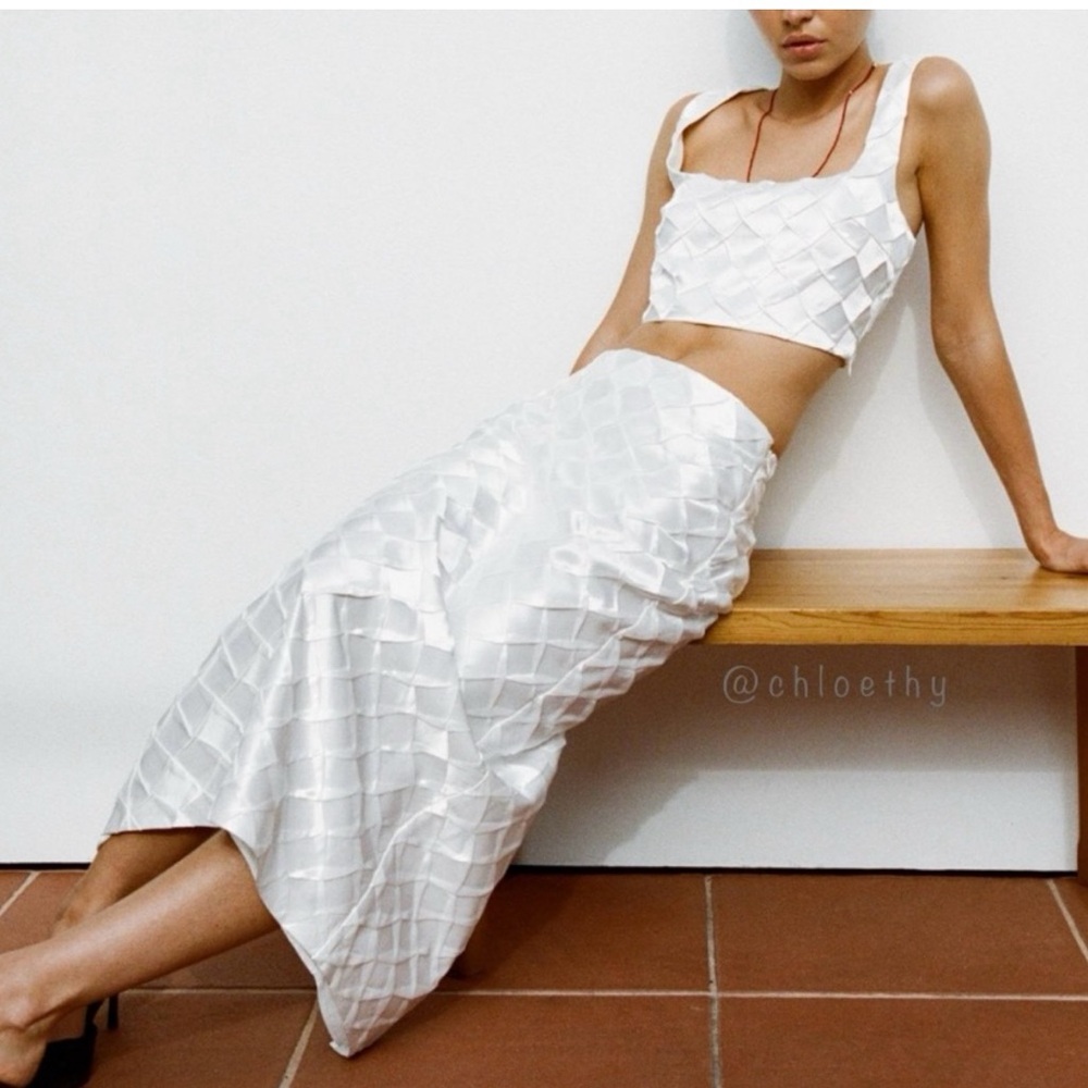 Zara White Midi Skirt